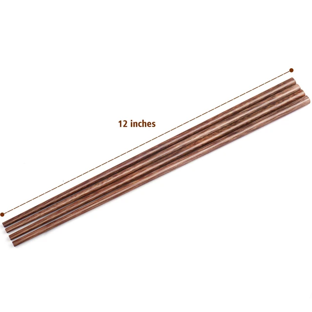 Alt view image 4 of 7 - 12 Inches Long Wenge Wood Chopsticks for Hotpot Reusable Chinese Style Chopsticks Kitchen Chop Sticks 2 Pairs