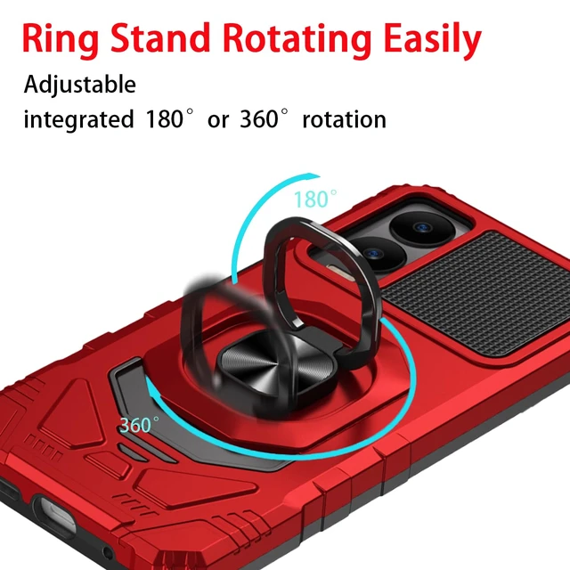 Alt view image 2 of 7 - for Cricket Icon 6, AT&T Verge Phone Case, Work with Magnetic Car Mount,for Cricket Icon 6, AT&T Verge with Screen Protector, Heavy Duty Rugged Protective Cell Phone Cover, Case with Kickstand. (Red)