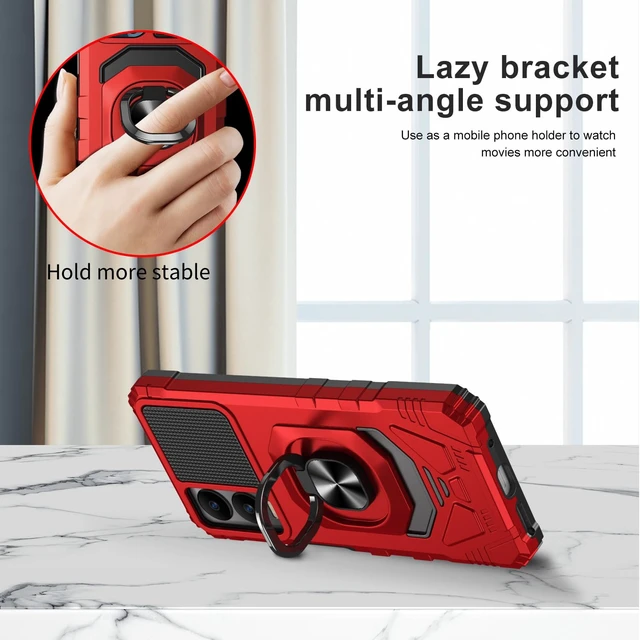 Alt view image 4 of 7 - for Cricket Icon 6, AT&T Verge Phone Case, Work with Magnetic Car Mount,for Cricket Icon 6, AT&T Verge with Screen Protector, Heavy Duty Rugged Protective Cell Phone Cover, Case with Kickstand. (Red)