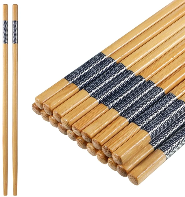 Main image of 10Pairs Bamboo Chopsticks Reusable 9.45" Dishwasher Safe Chinese Chopsticks