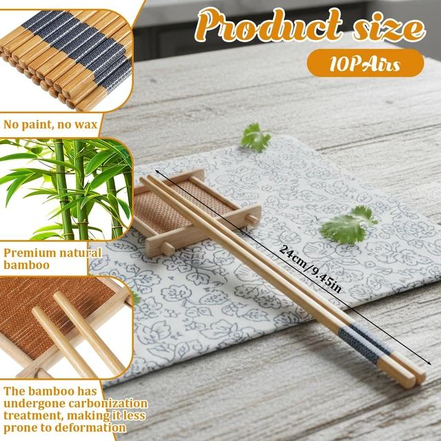 Alt view image 2 of 7 - 10Pairs Bamboo Chopsticks Reusable 9.45" Dishwasher Safe Chinese Chopsticks