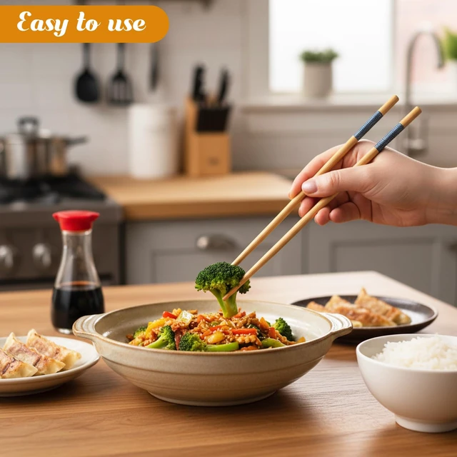 Alt view image 7 of 7 - 10Pairs Bamboo Chopsticks Reusable 9.45" Dishwasher Safe Chinese Chopsticks