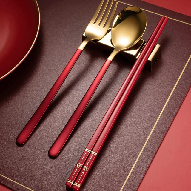 Alt view image 6 of 6 - 5 Pairs Chinese Chopsticks Reusable Fiberglass Dishwasher Safe, 9.6 inch/24.3cm Matte Non-Slip Family/ Hotel/ Restaurant Japanese Chop Sticks, Christmas&New Year Chopstick Gift, Traditional Red