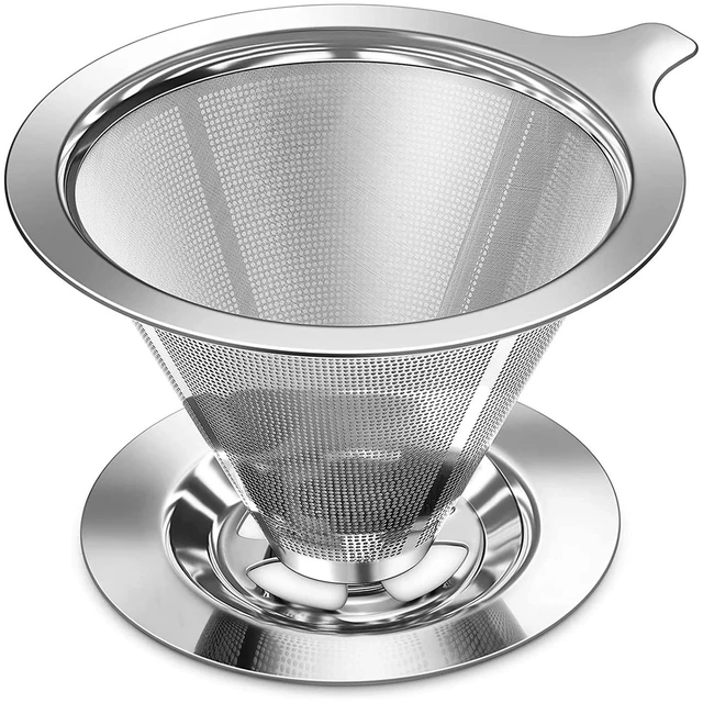 Main image of Pour Over Coffee Dripper, Slow Drip Paperless Coffee Filter, Pour Over Coffee Maker for 1-2Cups Brew, Double Mesh Design of Manual Reusable Cone Filter