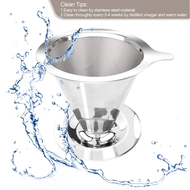 Alt view image 5 of 7 - Pour Over Coffee Dripper, Slow Drip Paperless Coffee Filter, Pour Over Coffee Maker for 1-2Cups Brew, Double Mesh Design of Manual Reusable Cone Filter
