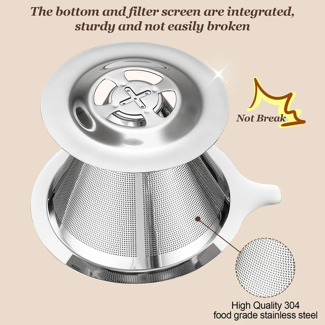 Alt view image 4 of 7 - Pour Over Coffee Dripper, Slow Drip Paperless Coffee Filter, Pour Over Coffee Maker for 1-2Cups Brew, Double Mesh Design of Manual Reusable Cone Filter