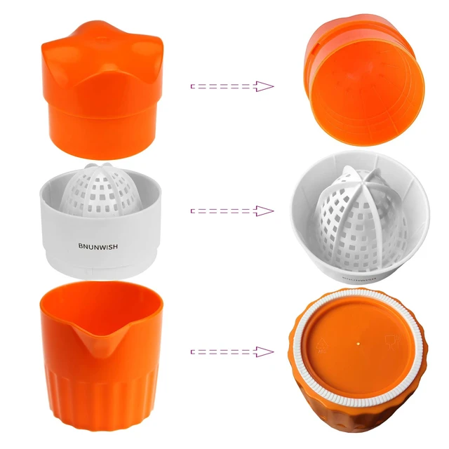 Alt view image 5 of 6 - Hand Juicer Citrus Orange Squeezer Manual Lid Rotation Press Reamer for Lemon Lime Grapefruit with Strainer and Container, 2 Cups