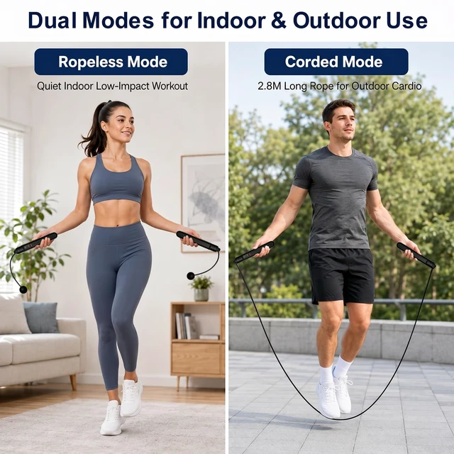 Alt view image 3 of 7 - Dual-Use Digital Counter Skipping Rope, 1.18in Cordless Balls & Steel Wire Core Adjustable PVC Rope, 360° Tangle-Free Workout Jumprope for Beginners & Indoor Outdoor Fitness, Black