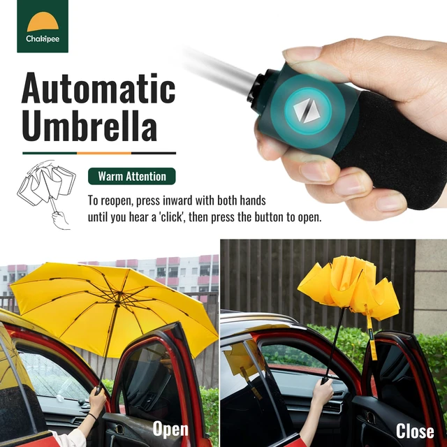 Alt view image 2 of 7 - Travel Compact Umbrella Windproof - Portable Automatic Umbrellas for Rain, Inverted Folding Umbrella for Men and Women, 210T Fabric 105cm Span - 10 Ribs Black Umbrella