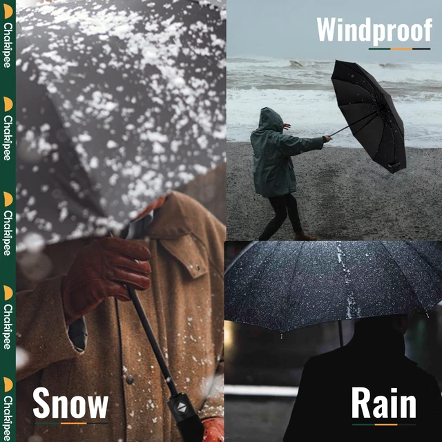 Alt view image 5 of 7 - Travel Compact Umbrella Windproof - Portable Automatic Umbrellas for Rain, Inverted Folding Umbrella for Men and Women, 210T Fabric 105cm Span - 10 Ribs Black Umbrella