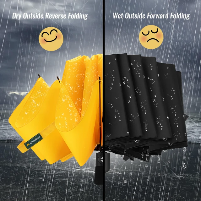 Alt view image 6 of 7 - Travel Compact Umbrella Windproof - Portable Automatic Umbrellas for Rain, Inverted Folding Umbrella for Men and Women, 210T Fabric 105cm Span - 10 Ribs Black Umbrella