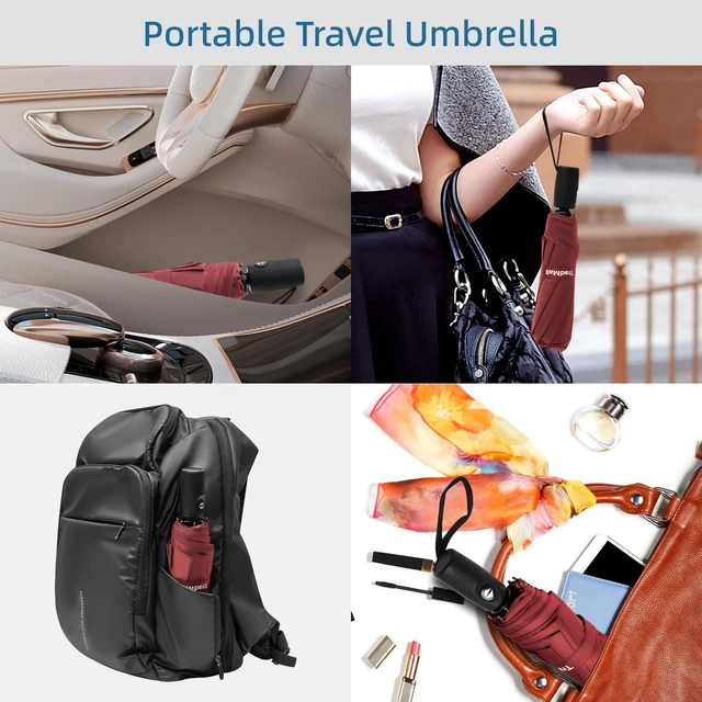 Alt view image 4 of 7 - Travel Umbrella 42 Inches Double Vented Canopy, Red | Windproof Automatic Strong Compact Folding for Rain Women and Men