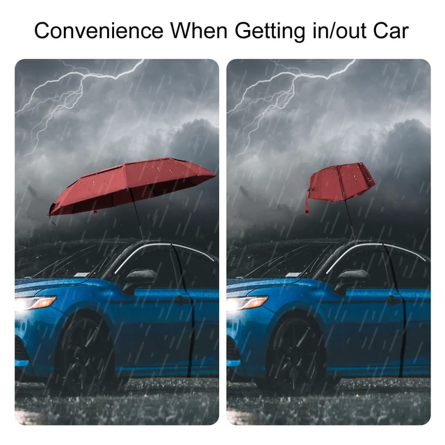 Alt view image 6 of 7 - Travel Umbrella 42 Inches Double Vented Canopy, Red | Windproof Automatic Strong Compact Folding for Rain Women and Men