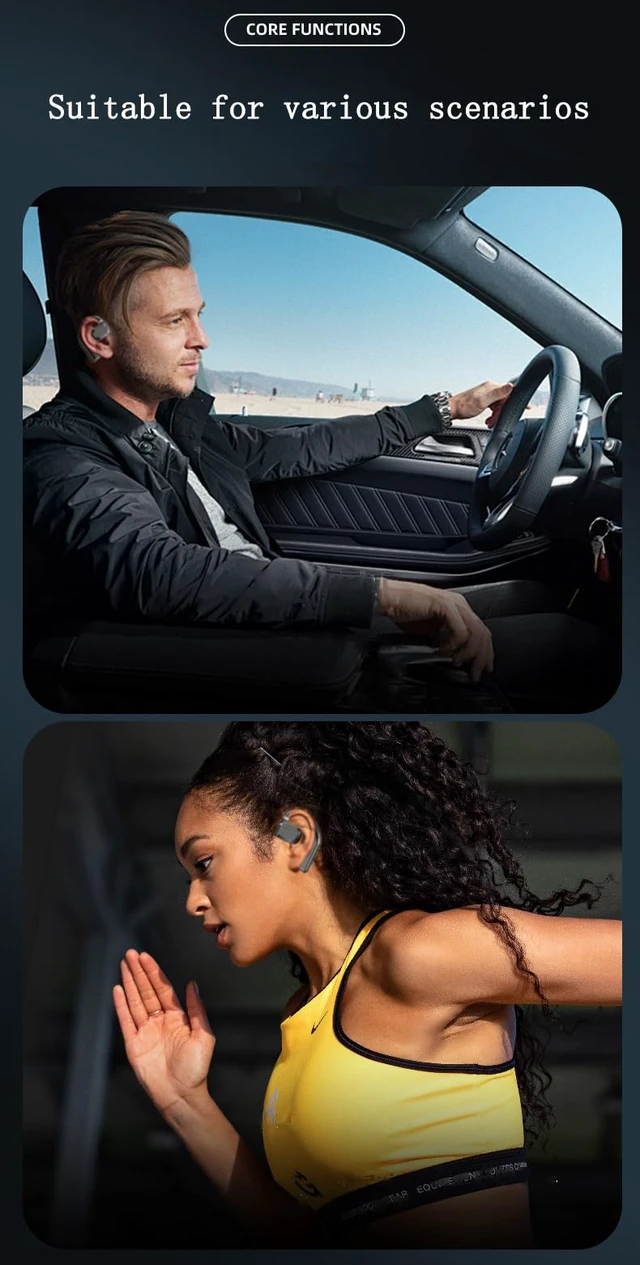 Alt view image 5 of 7 - Open Ear Bluetooth Headset | 180° Rotatable Single Earbud, 20-Hour Battery, Compatible with Left/Right Ear, For Office & Video Calls