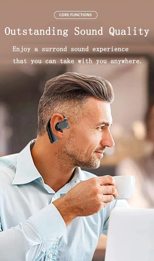 Alt view image 6 of 7 - Open Ear Bluetooth Headset | 180° Rotatable Single Earbud, 20-Hour Battery, Compatible with Left/Right Ear, For Office & Video Calls