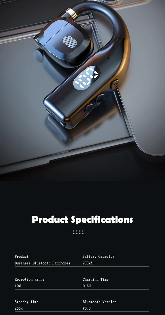 Alt view image 7 of 7 - Open Ear Bluetooth Headset | 180° Rotatable Single Earbud, 20-Hour Battery, Compatible with Left/Right Ear, For Office & Video Calls