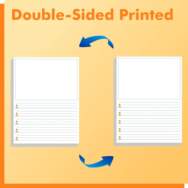 Alt view image 3 of 6 - 100 Sheets Ruled Writing Paper, Double-Sided Printing 1 Line Spacing with Blank Area Handwriting Writing Paper with Dotted Lines Practice Paper for Kindergarten Toddlers Kids (8 x 10.6)