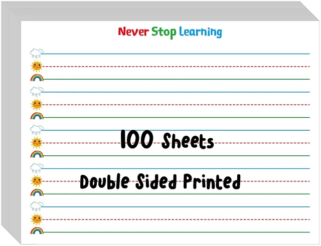 Main image of 100 Sheets Ruled Writing Paper, Double-Sided Printing Skip-A-Line Ruled Writing Paper with Dotted Lines Handwriting Practice Paper 1 line spacing for Kindergarten Toddlers Kids (11 x 8.3)