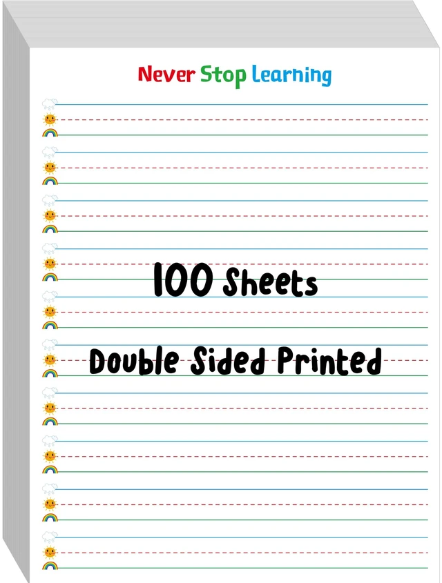 Main image of 100 Sheets Ruled Writing Paper, Double-Sided Printing Skip-A-Line Ruled Writing Paper with Dotted Lines 1 Line Spacing Handwriting Practice Paper for Kindergarten Toddlers Kids (8 x 10.6)