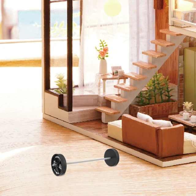 Alt view image 5 of 7 - Dollhouse Barbell Miniature Dumbbell Dollhouse Gym Mini Fitness Equipment Model for Doll House Ornament Accessories Decoration