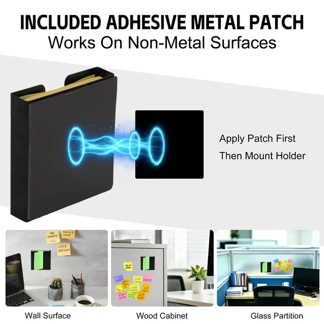 Alt view image 5 of 7 - Magnetic Sticky Note Dispenser Holder, 3x3 Inch Universal Sturdy Metal Sticky Note Organizer - Stable Hands-Free Desktop Storage for Office Home Classroom School Desk Supplies