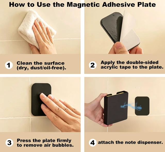 Alt view image 6 of 7 - Magnetic Sticky Note Dispenser Holder, 3x3 Inch Universal Sturdy Metal Sticky Note Organizer - Stable Hands-Free Desktop Storage for Office Home Classroom School Desk Supplies