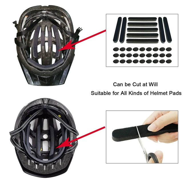 Alt view image 2 of 7 - Helmet Padding Kit, Bicycle Replacement Universal Foam Pads Kits | Mats Set for Bike Motorcycle Cycling Helmet Accessories(Black)