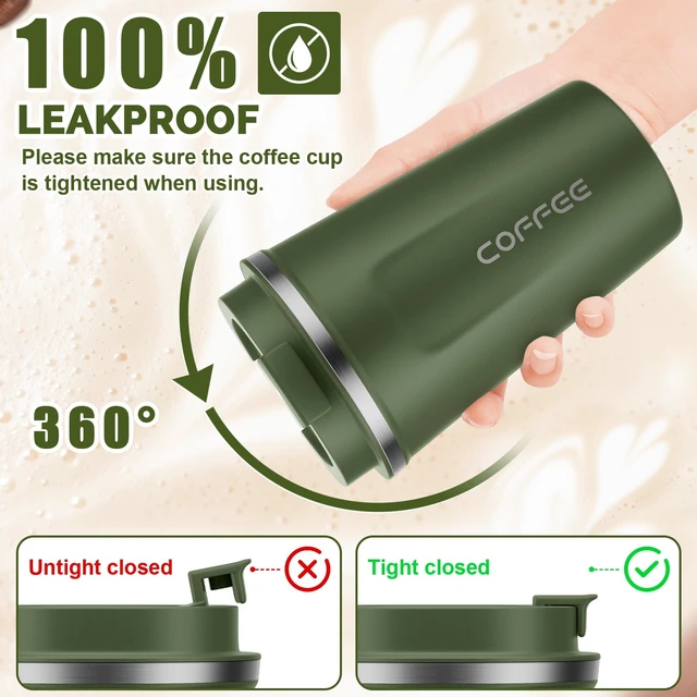 Alt view image 4 of 7 - 12 oz Coffee Mug - Stainless Steel Coffee Cup with Leakproof Lid | Stainless Steel Double-wall insulation, 6-Hour Heat Retention, 360°Leak proof, BPA-free, Reusable And To Go Coffee Mug