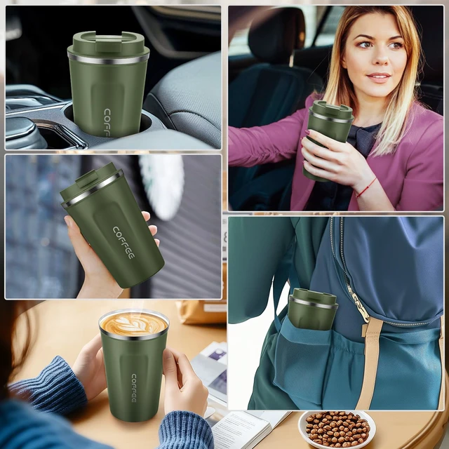 Alt view image 7 of 7 - 12 oz Coffee Mug - Stainless Steel Coffee Cup with Leakproof Lid | Stainless Steel Double-wall insulation, 6-Hour Heat Retention, 360°Leak proof, BPA-free, Reusable And To Go Coffee Mug