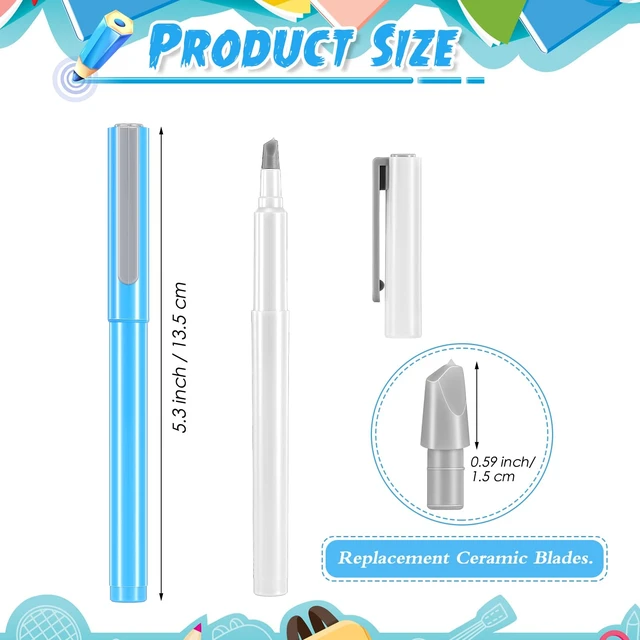 Alt view image 2 of 6 - 2 Pcs Ceramic Blade Cutter Pen, Diamond Painting Knife, Blue, White | Release Paper Craft Knife Tools, Safety Precision Craft Ceramic Box Cutter Pen for Cutting Diamond Art with Replaceable Blade