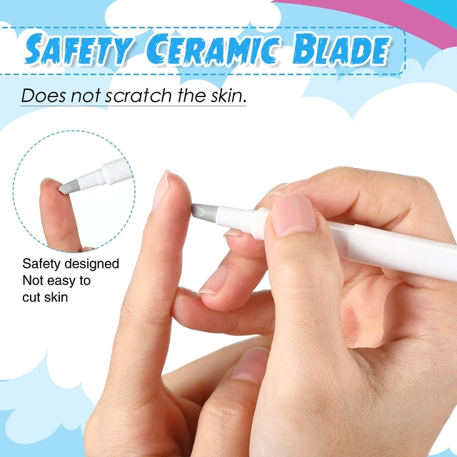 Alt view image 5 of 6 - 2 Pcs Ceramic Blade Cutter Pen, Diamond Painting Knife, Blue, White | Release Paper Craft Knife Tools, Safety Precision Craft Ceramic Box Cutter Pen for Cutting Diamond Art with Replaceable Blade