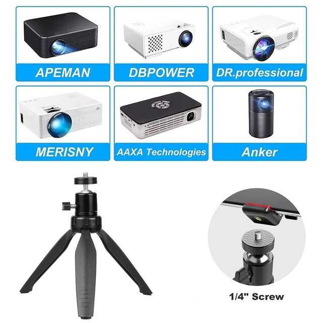 Alt view image 3 of 7 - Mini Projector Tripod Mount Compatible with APEMAN,DR. J Upgrade, DBPOWER, Anker, Artlii, LoongSon, AAXA Technologies and Most Other Mini Projector, 360° Rotation, 90° Tilt Angle, Easy Installation