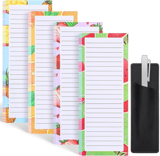 Main image of 4 Pack Magnetic Note Pad for Fridge with Pen Holder, Totally 200 Sheets Grocery List Magnet Pad for Refrigerator Magnetic Shopping List PadFruit Design