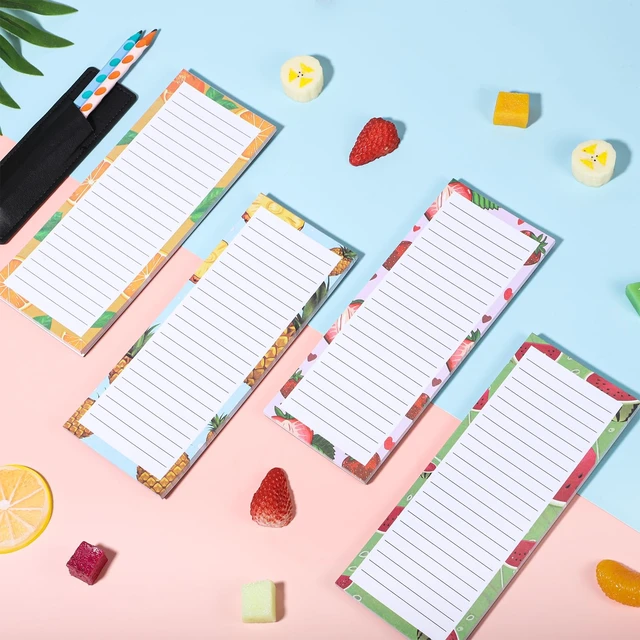 Alt view image 4 of 7 - 4 Pack Magnetic Note Pad for Fridge with Pen Holder, Totally 200 Sheets Grocery List Magnet Pad for Refrigerator Magnetic Shopping List PadFruit Design