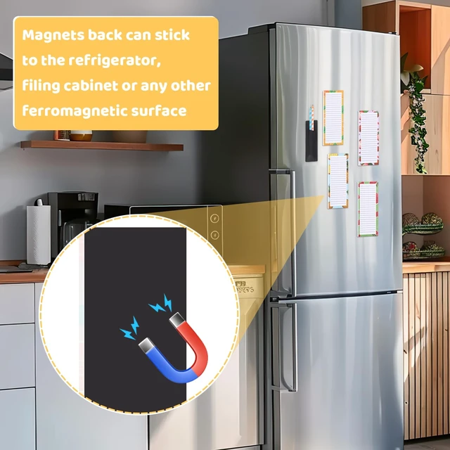 Alt view image 5 of 7 - 4 Pack Magnetic Note Pad for Fridge with Pen Holder, Totally 200 Sheets Grocery List Magnet Pad for Refrigerator Magnetic Shopping List PadFruit Design