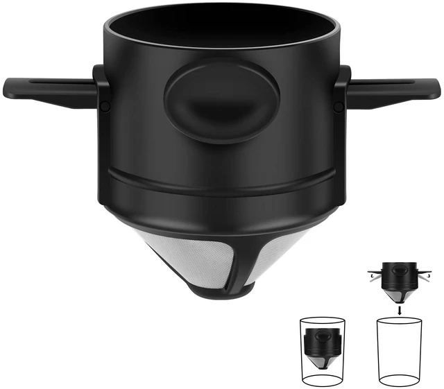 Main image of Pour Over Coffee Maker,Portable Stainless Steel Reusable Coffee Filter, Mini Collapsible Paperless Single Serve 1 Cup Coffee Dripper Cup Easy To Clean For Travel Camping