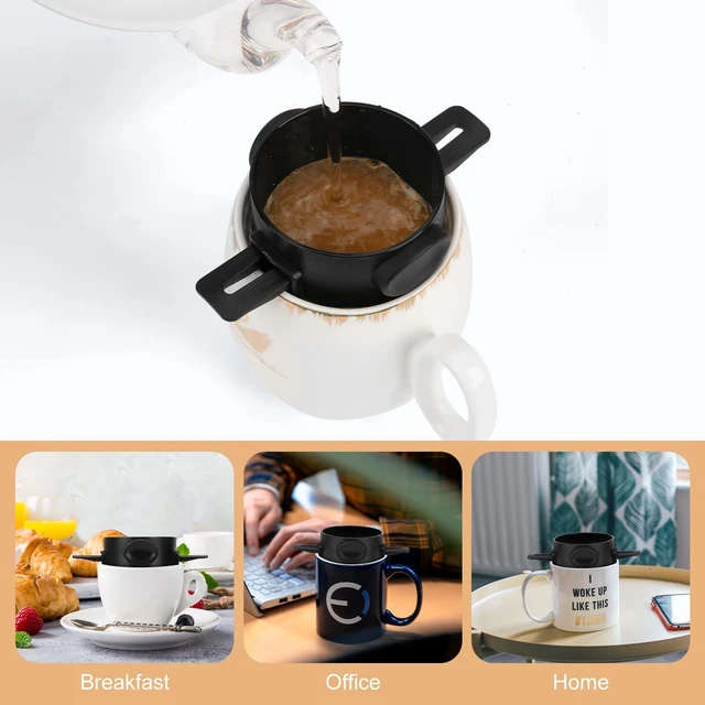 Alt view image 6 of 7 - Pour Over Coffee Maker,Portable Stainless Steel Reusable Coffee Filter, Mini Collapsible Paperless Single Serve 1 Cup Coffee Dripper Cup Easy To Clean For Travel Camping
