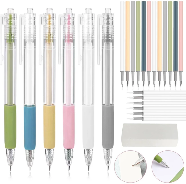 Main image of Craft Cutting Tools, 25 Pcs Knife Pen with Mini Sharpener | Tungsten Steel Ceramic Cutter Head Refill, Retractable, Utility Precision, Paper Cutting Carving, Scrapbook Drawing DIY Craft