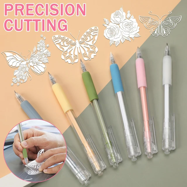 Alt view image 4 of 7 - Craft Cutting Tools, 25 Pcs Knife Pen with Mini Sharpener | Tungsten Steel Ceramic Cutter Head Refill, Retractable, Utility Precision, Paper Cutting Carving, Scrapbook Drawing DIY Craft