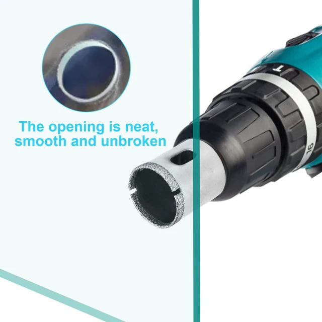Alt view image 5 of 7 - 15 Pcs Diamond Drill Bits for Ceramic, Diamond Hole Saw Drill Bit Set Kit, Premium Glass Drill Bit for Bottles,Pots, Marble, Granite Stone, Tile Cutting 0.23 Inch - 2 Inch6mm - 50mm