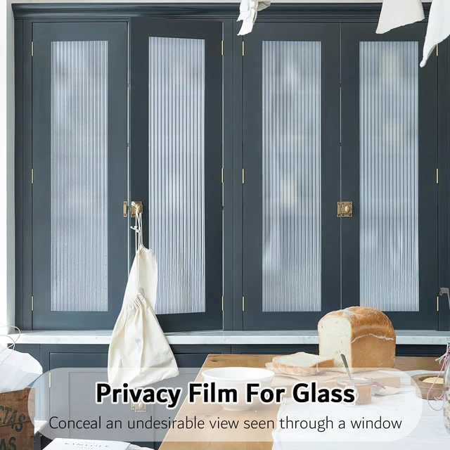 Alt view image 6 of 7 - 1/2-Inch Reeded Glass Window Film, Frosted Reeds Window Film, Window Privacy Film, 3D Window Decals Non Adhesive for Bathroom Living Room Office, 17.7x78.7 inches