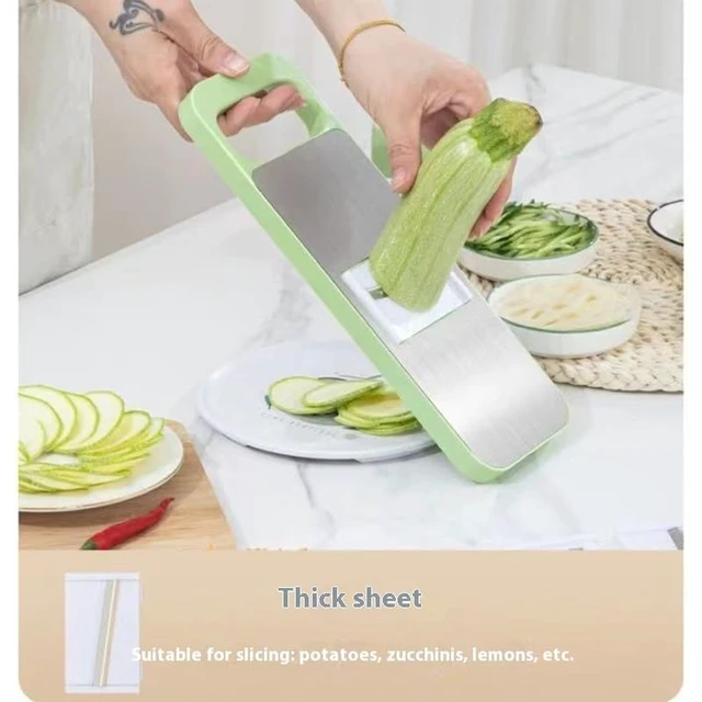 Alt view image 3 of 7 - 5 in 1 Slicer for Kitchen, Vegetable Slicer Multi Blade Potato Chip, Veggie shredder, Vegetable Cutter,Shredder and peeler For Small Job In Kitchen (Green)