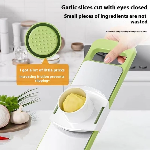 Alt view image 7 of 7 - 5 in 1 Slicer for Kitchen, Vegetable Slicer Multi Blade Potato Chip, Veggie shredder, Vegetable Cutter,Shredder and peeler For Small Job In Kitchen (Green)