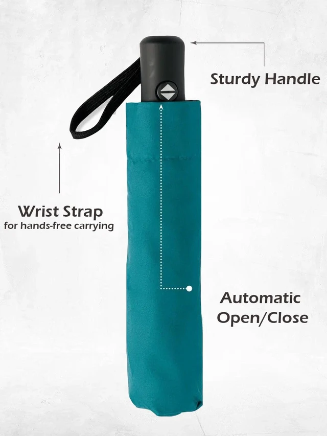 Alt view image 5 of 6 - Windproof Umbrella Windproof Travel Umbrella - Compact, Light, Automatic, Strong and Portable - Wind Resistant, Small Folding Backpack Umbrella for Rain - Men and Women, Teal, 37"