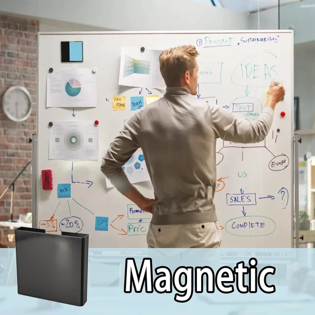 Alt view image 5 of 5 - Magnetic Sticky Note Dispenser for 3x3 Inch Notes, Post It Note Holder & Organizer for Office, Home, and Classroom Desk (Black)
