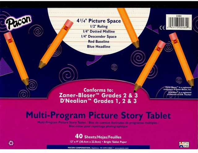 Main image of Multi-Program Picture Story Handwriting Paper Tablet, Ruled Long, 9" x 12", 40 Sheets/Tablet