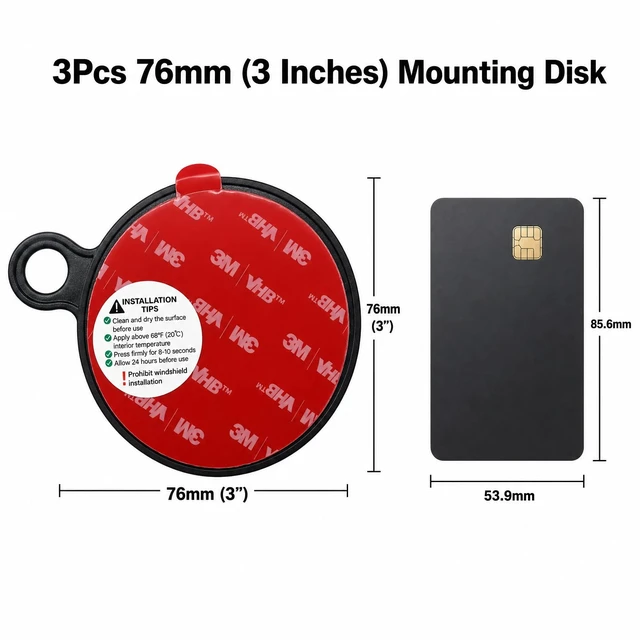 Alt view image 2 of 7 - 3Pcs 3" Dashboard Pad Mounting Disk for Suction Cup Phone Mount | Single-Sided VHB Tape,Replacement Disc for Car Dashboard & Vacuum Suction Phone Holder,For Flat Dashboards Only; One-time Use