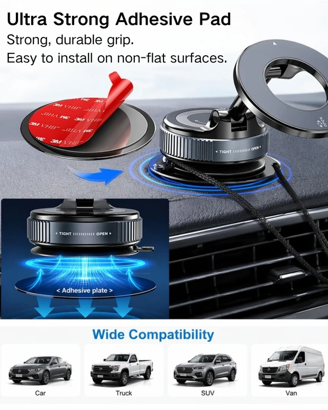 Alt view image 3 of 7 - 3Pcs 3" Dashboard Pad Mounting Disk for Suction Cup Phone Mount | Single-Sided VHB Tape,Replacement Disc for Car Dashboard & Vacuum Suction Phone Holder,For Flat Dashboards Only; One-time Use