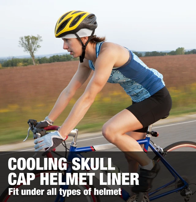 Alt view image 2 of 6 - Cooling Skull Cap Breathable Sweat-Wicking Under Helmet White | Lightweight, Quick-Dry, Snug Fit, No Slipping for Men Women Cycling, Outdoor Work Hard Hat Liner, Motorcycling, Sports