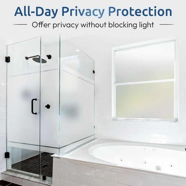 Alt view image 3 of 7 - Window Privacy Film with Tools, Pure, 17.5" x 78.7" | Frosted Glass Decorative UV Blocking Heat Control Static Cling Removable Bathroom Bedroom Door Home Coverings